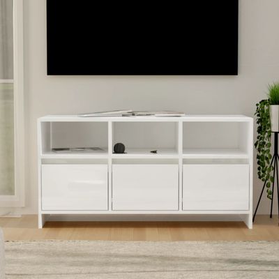vidaXL TV skrinka lesklá biela 102x37,5x52,5 cm drevotrieska
