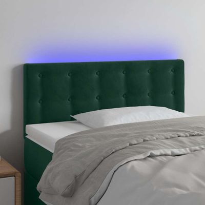 vidaXL Čelo postele s LED tmavozelené 90x5x78/88 cm zamat