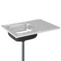 vidaXL Kuchynský drez s odkvapkávačom, strieborný 800x600x155 mm, oceľ
