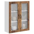 vidaXL Nástenný sklenený kabinet LUCCA Staré drevo 80 x 31 x 100 cm