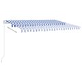 vidaXL Automatická markíza, LED a senzor vetra 4x3 m, modrá/biela