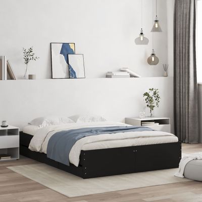 vidaXL Posteľný rám so zásuvkami čierny 120x200 cm kompozitné drevo