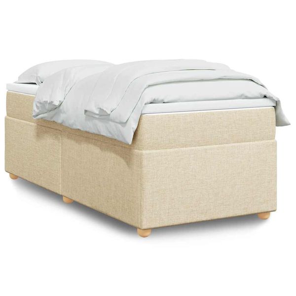 vidaXL Boxspring posteľ s matracom krémová 100x200 cm látka