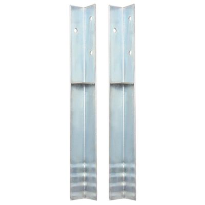vidaXL Uzemňovacie kolíky v tvare písmena L, 2 ks, galvanizovaná oceľ 5x5x50 cm