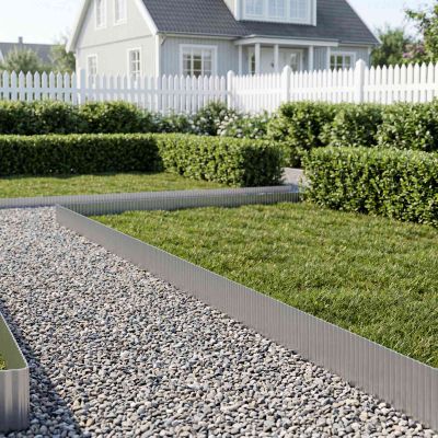vidaxl Obrubník trávnika 10 m x 10 cm Pozinkovaná oceľ Strieborná