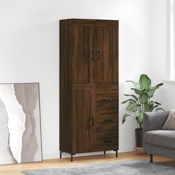 vidaXL Vysoká skrinka hnedý dub 69,5x34x180 cm spracované drevo
