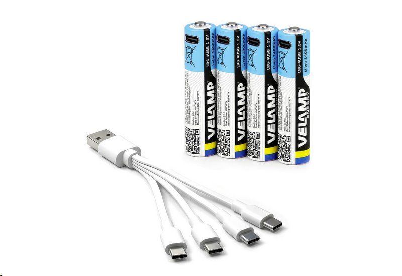 VELAMP LR6-4USB AA nabíjacie batérie s USB-C