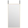 vidaXL Zrkadlo na dvere zlaté 40x80 cm sklo a hliník