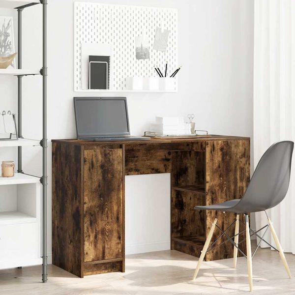 vidaXL Stôl dymový dub 120x42x76 cm kompozitné drevo