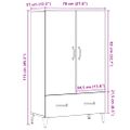vidaXL Highboard Artisan Dub 70x31x115 cm Engineered Wood