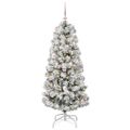 vidaXL Umelý Sklápací Vianočný Stromček 150 LED Zelená a biela 150 cm