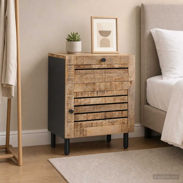 vidaXL Nočný stolík Prírodná 50 x 33 x 60 cm Masívne mango drevo