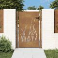 vidaXL Záhradná brána 100x125 cm, oceľ Corten, dizajn s trávou