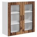 vidaXL Nástenný sklenený kabinet LUCCA Staré drevo 80 x 31 x 80 cm