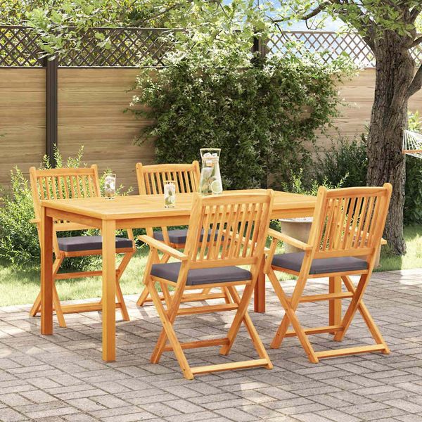 vidaXL Skladacia stolička 4 pcs Sivá 49 x 57.5 x 92 cm Akáciový masív