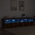 vidaXL Komoda s LED svetlami dymový dub 283x37x67 cm