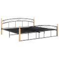 vidaXL Posteľný rám čierny kov a masívne dubové drevo 200x200 cm
