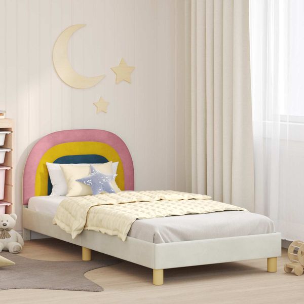 vidaXL Detský rám na posteľ s čelom Krémová 80 x 200 cm Zamat