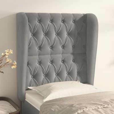 vidaXL Čelo postele so záhybmi bledosivé 83x23x118/128 cm zamat