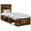 vidaXL Rám postele Dymová dub 75 x 190 cm Masívne borovicové drevo