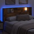 vidaXL Čelo postele s LED osvetlením Staré drevo 160 cm