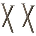 vidaXL Nohy k jedálenskému stolu v tvare X, 2 ks, prírodná oceľ, 80 x (72-73) cm, oceľ