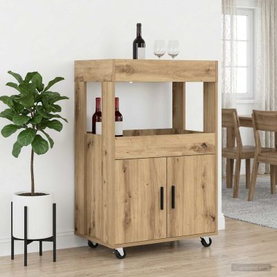 vidaXL Barový vozík Dub artisan 60 x 39.5 x 89 cm Kompozitné drevo