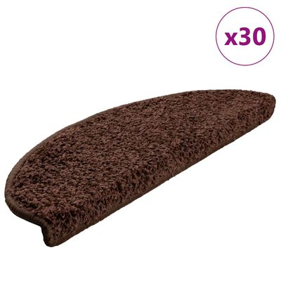vidaXL Schodové rohože 30 ks 65x21x4 cm hnedé polkruhové veľké