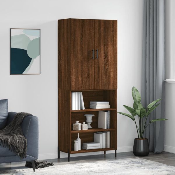 vidaXL Vysoká skrinka hnedý dub 69,5x34x180 cm spracované drevo