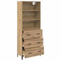 vidaXL Highboard Remeselný dub 69,5 x 34 x 180 cm Kompozitné drevo