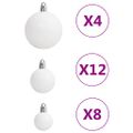 vidaXL 111-dielna sada vianočných ozdôb bielo-sivá polystyrén