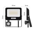 LED reflektor GLARO s pohybovým čidlom, 30 W, čierny, IP54, 3000 lm, neutrálna biela
