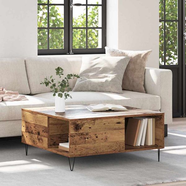 vidaXL Konferenčný stolík Staré drevo 80 x 80 x 36,5 cm