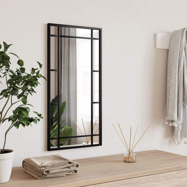 vidaXL Nástenné zrkadlo čierne 30x60 cm obdĺžnikové železné