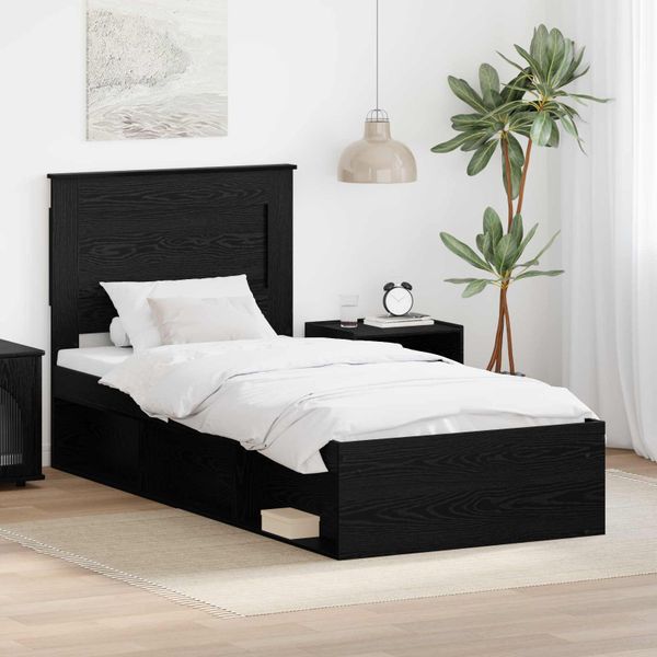 vidaXL Rám postele Čierna 90 x 190 cm Masívne borovicové drevo