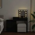 vidaXL Toaletný stolík s LED čierny 115x37x110,5 cm