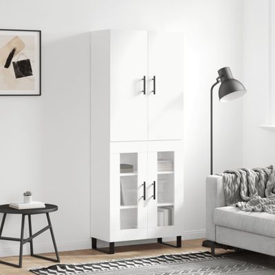 vidaXL Vysoká skrinka biela 69,5x34x180 cm spracované drevo