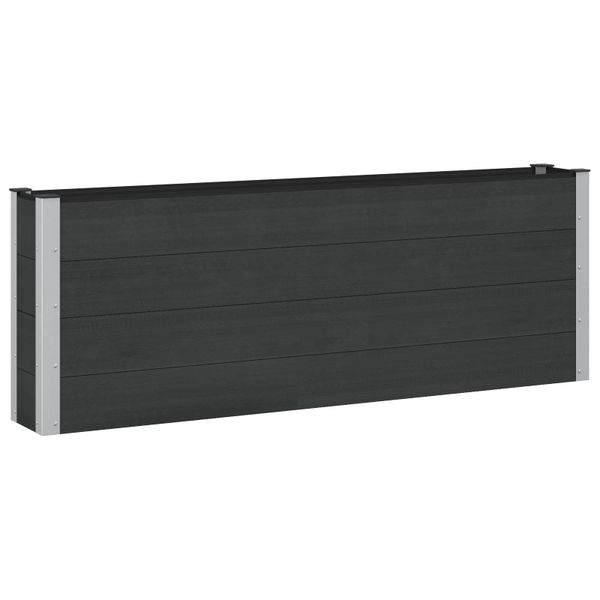 vidaXL Vyvýšený záhradný záhon Čierna 200 x 30 x 72 cm WPC a hliník