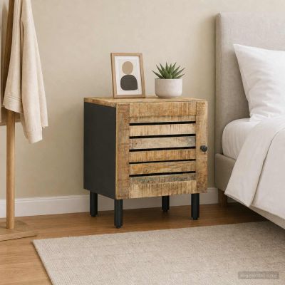 vidaXL Nočný stolík Prírodná 40 x 33 x 46 cm Masívne mango drevo