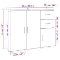 vidaXL Komoda dymový dub 91x29,5x75 cm spracované drevo