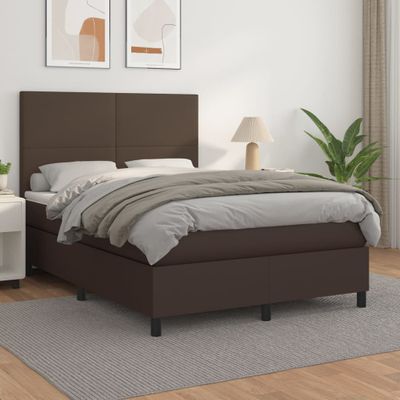 vidaXL Boxspring posteľ s matracom hnedá 140x190 cm umelá koža