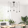 vidaXL Závesná lampa s 5 objímkami E27 čierny kov