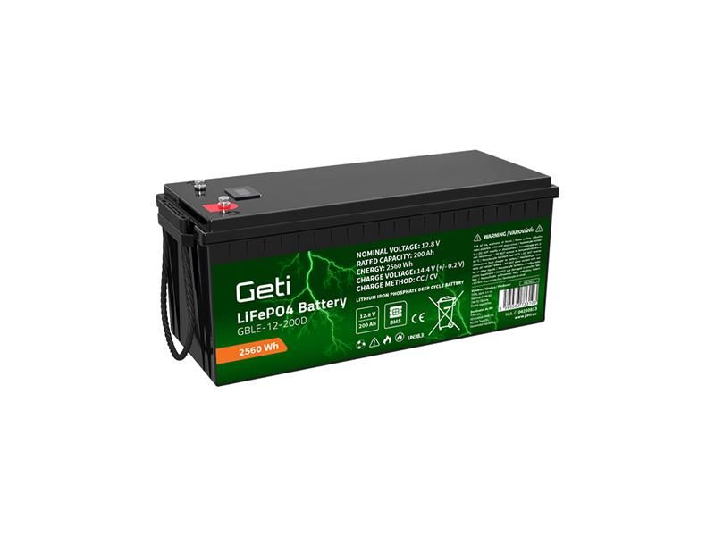 Batéria LiFePO4 12,8V 200Ah GETI GBLE-12-200D displej