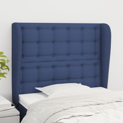 vidaXL Čelo postele so záhybmi modré 83x23x118/128 cm látka