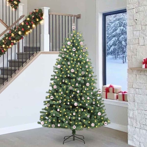 vidaXL Umelý Sklápací Vianočný Stromček Zelená 240 cm PVC a kov