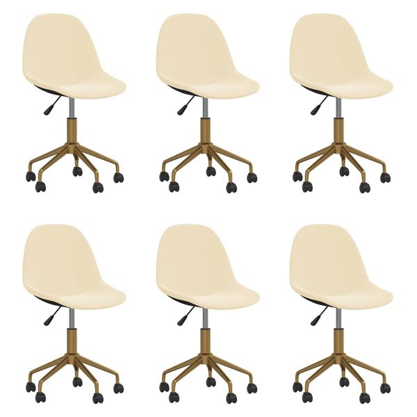 3086104 vidaXL Swivel Dining Chairs 6 pcs Cream Velvet(3x333494)