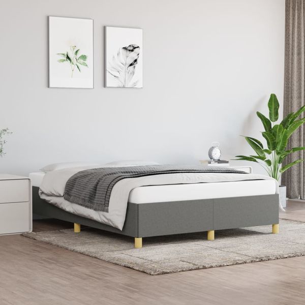 vidaXL Posteľ bez matraca tmavosivá 140x200 cm látka