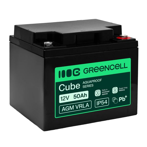 AGM12V50AH-H Green Cell AGM VRLA 12V 50Ah bezúdržbová batéria pre UPS, váhy a karavany (197×166×170