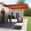vidaXL Samostatne stojaca automatická markíza 500x350cm oranžovo-hnedá