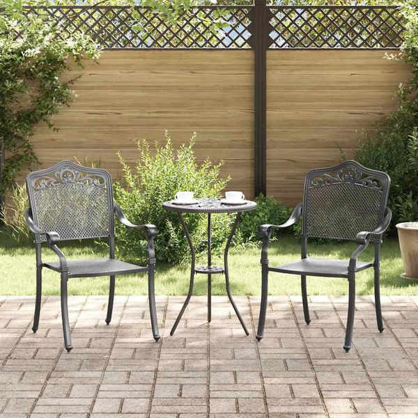vidaXL Záhradná stolička 2 pcs Čierna 55 x 55 x 92,5cm Hliník